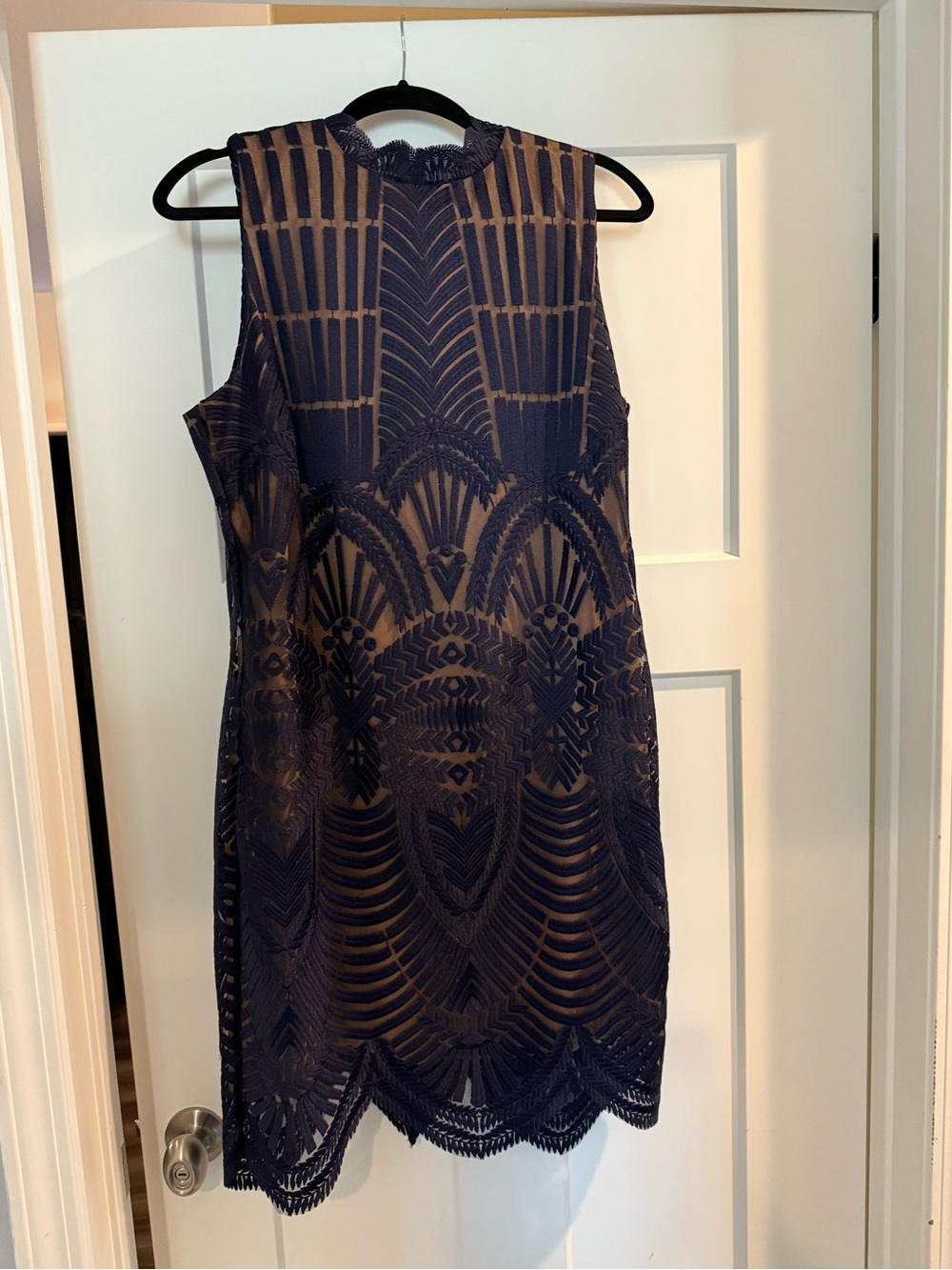 Bardot Navy Lace Overlay Mini Dress